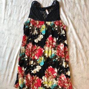 Lace and floral mini dress